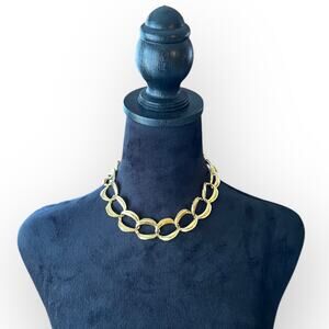 Anne Klein Vintage Gold Tone Metal Link Statement Necklace 16.5"